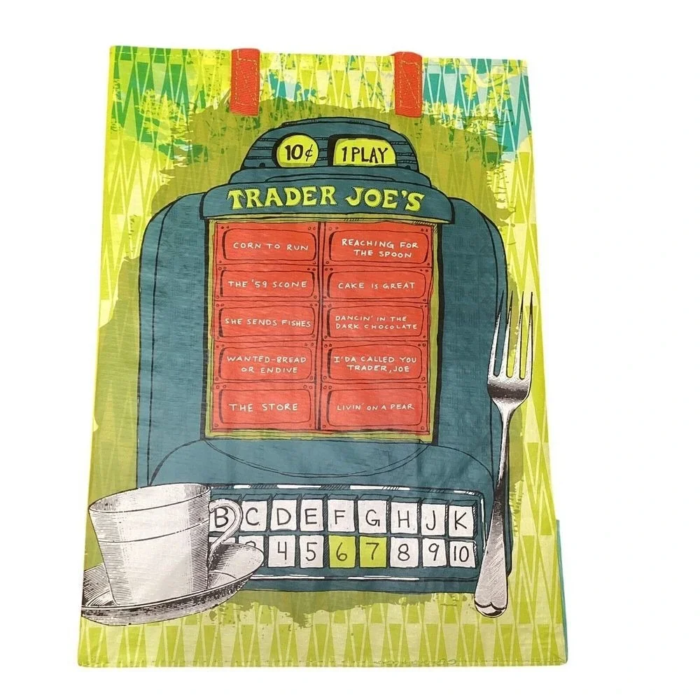 Trader Joes New Jersey Reusable Grocery Bag Tote Boardwalk Jukebox 6 Gallon NEW